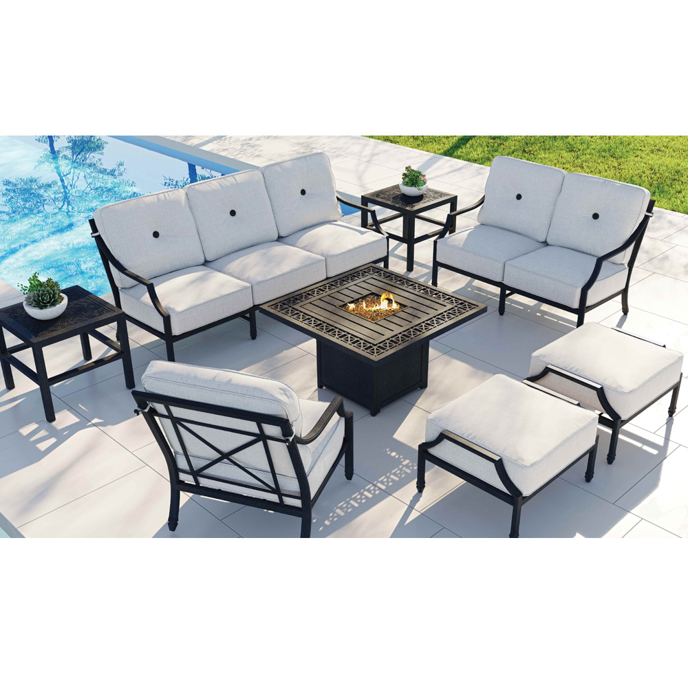 Castelle Lancaster Outdoor Furniture Set with Firepit Table - CS-LANCASTER-SET1