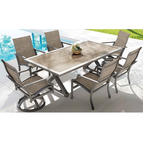Lancaster aluminum dining chair with sling seating