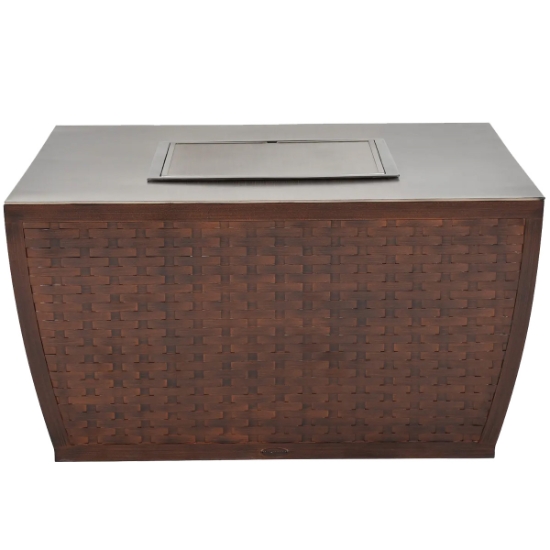 Largo Woven Aluminum 42" Square Coffee Table with Firepit side