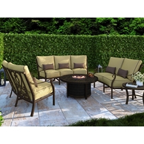Madrid Crescent Outdoor Furniture Set with Coffee Firepit Table