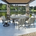 Marquis aluminum dining chair with deep seating cushions