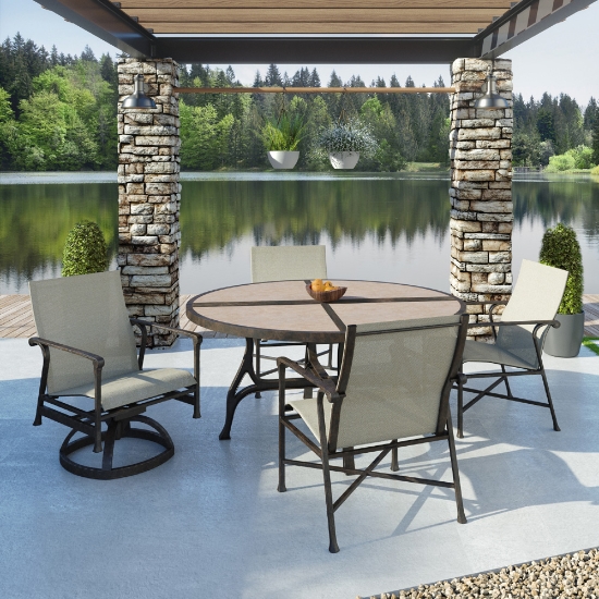 Marquis aluminum dining chair with sling seating
