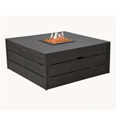 Castelle Natures Wood Square Firepit Coffee Table with Aluminum Top - F1NSF42WL