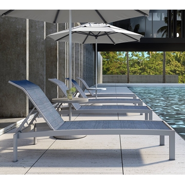 Castelle Orion Chaise Lounge Set with Umbrella Side Tables - CS-ORION-SET1