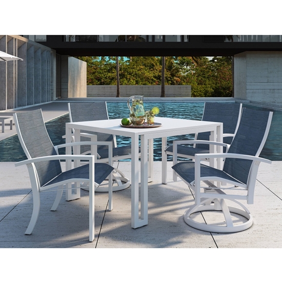 Orion aluminum dining chair with sling seating