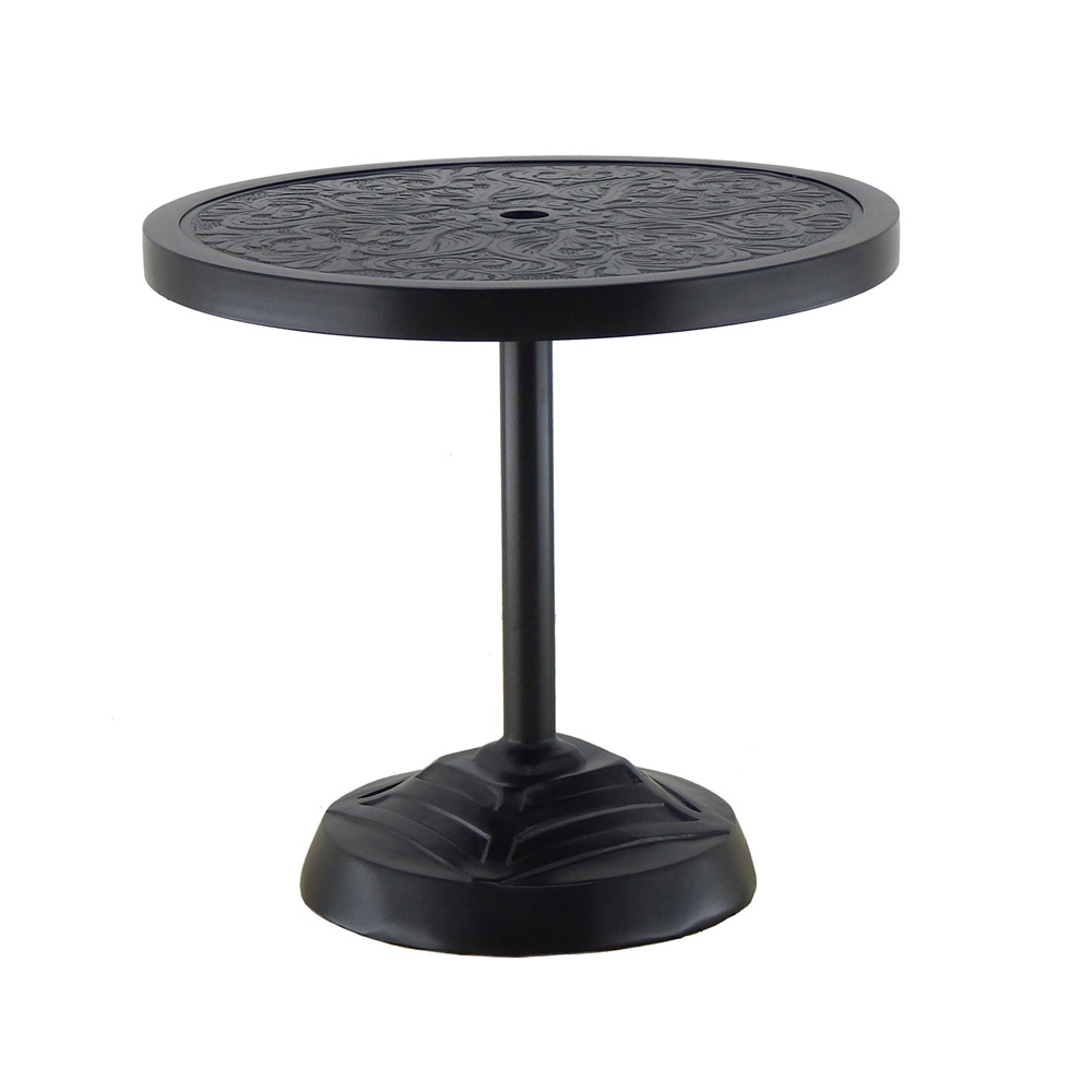 Castelle Contemporary 26" Round Cast Top Side Table with Built In Umbrella Base - 75 lbs - HCO24