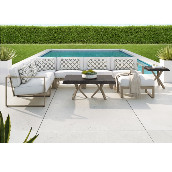 Castelle aluminum sectional with deep seating cushions