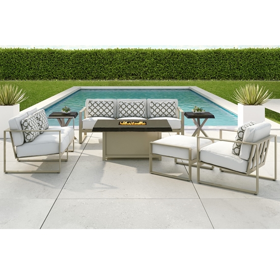 Parkplace aluminum loveseat with deep seating cushions