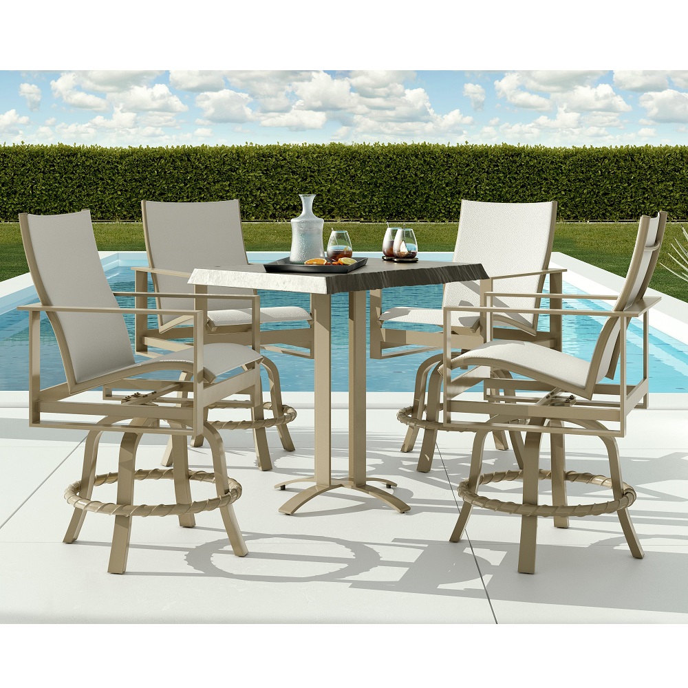 Castelle Park Place Sling Modern Outdoor Counter Height Set for 4 - CS-PARKPLACE-SET4
