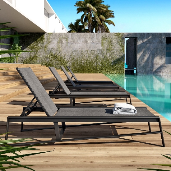 Castelle Prism Modern Set of 4 Sling Adjustable Chaises - CS-PRISM-SET1
