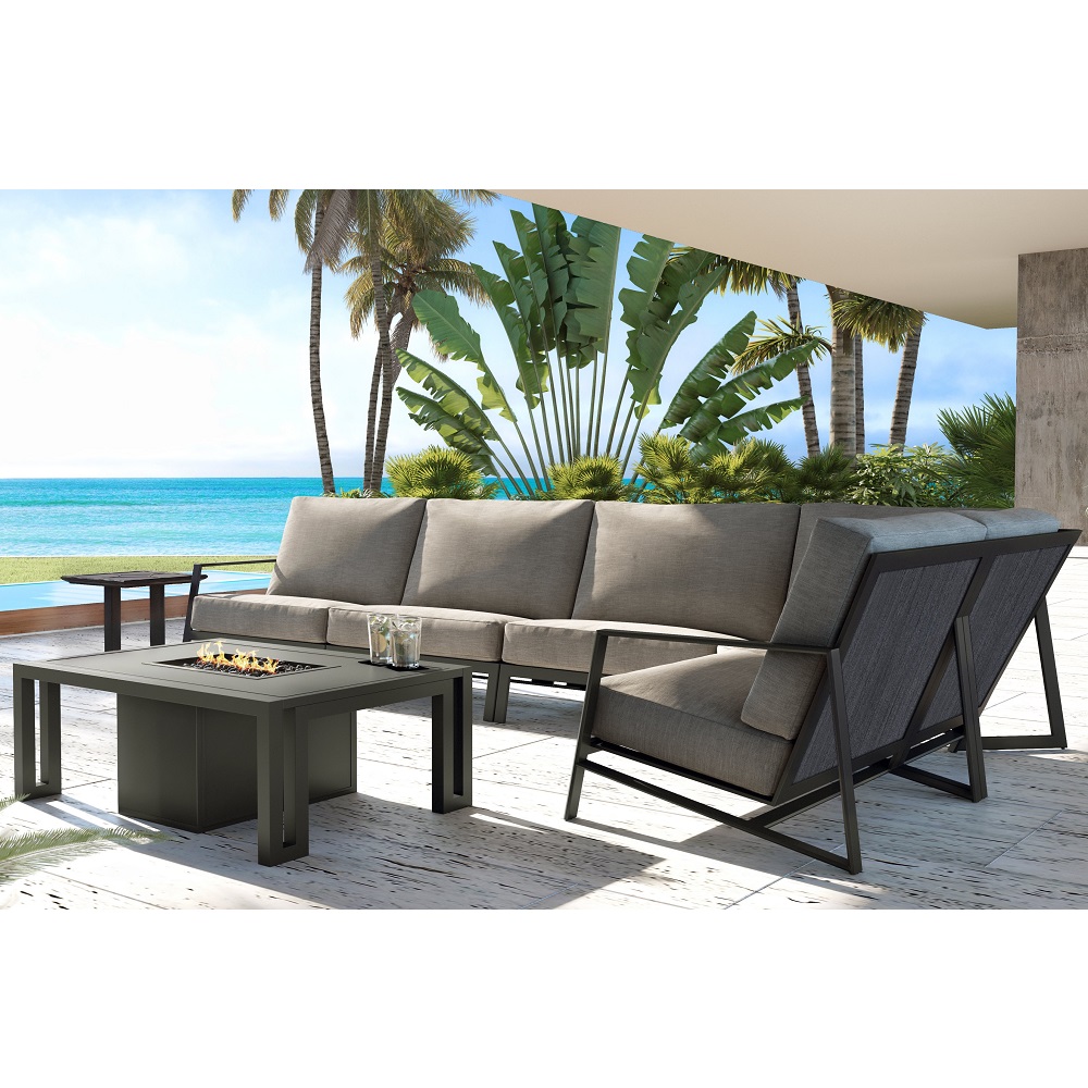 Prism aluminum sectional with deep seating cushions