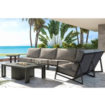 Prism Modern Outdoor Cushion Sectional Set with Icon Firepit