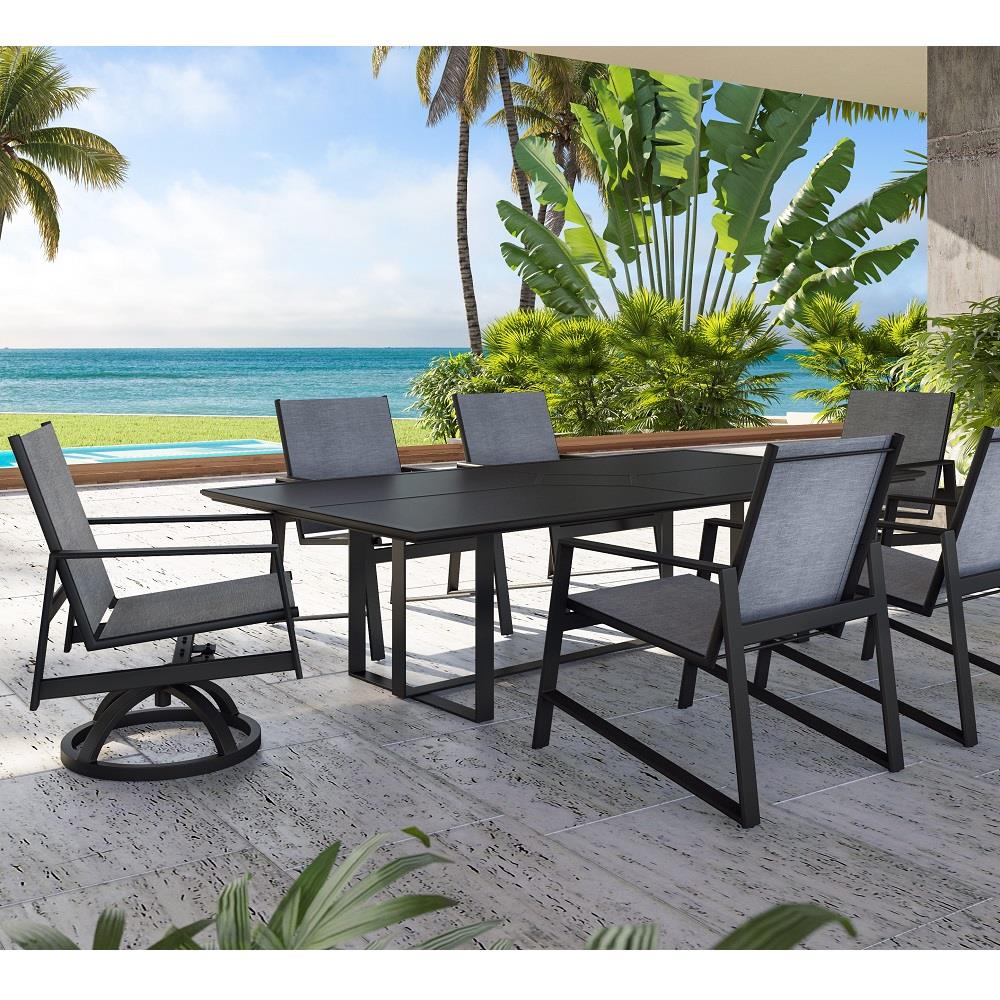 Prism aluminum dining chair with sling seating