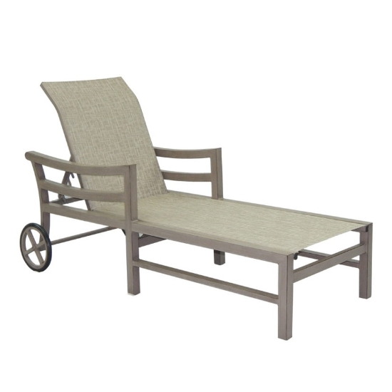 Castelle Roma Adjustable Sling Chaise Lounge with Wheels - 9692S