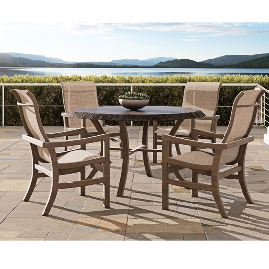 Roma aluminum dining chair with sling seating