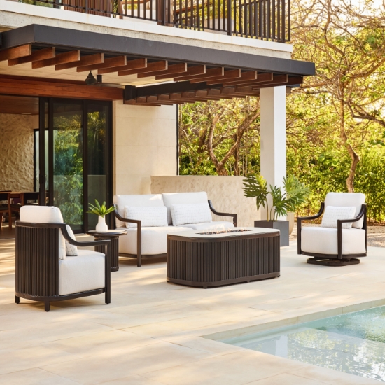 Castelle Samara Patio Set with Firepit Table