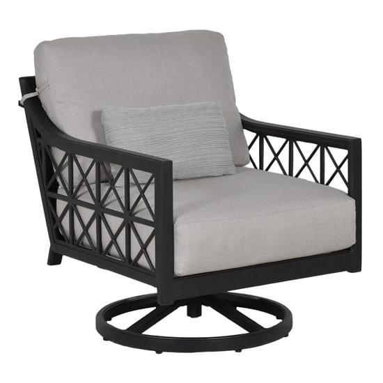 Saxton High Back Swivel Rocker with One Accent Pillow
