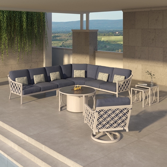 Castelle Saxton Outdoor Sectional with Fire Table - CS-SAXTON-SET3