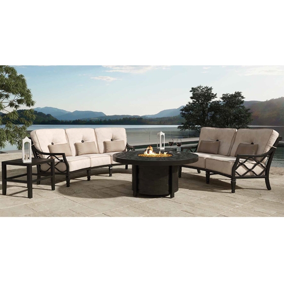 Castelle Villa Bianca Cushion Outdoor Fire Table Set - CS-VILLABIANCA-SET7