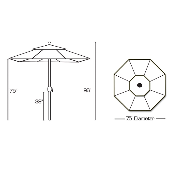 Aluminum 7.5' Round Umbrella with Deluxe Auto Tilt - 727