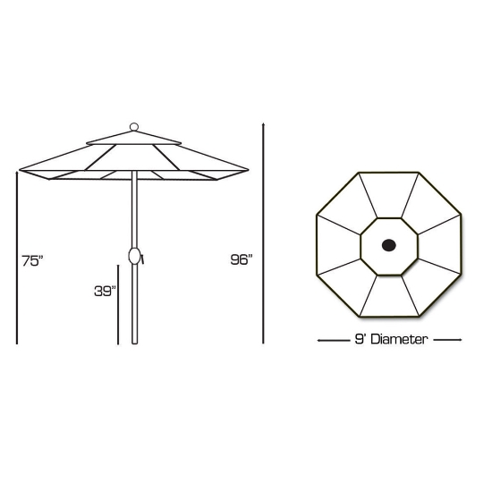 Aluminum 9' Octagon Umbrella with Deluxe Auto Tilt - 737
