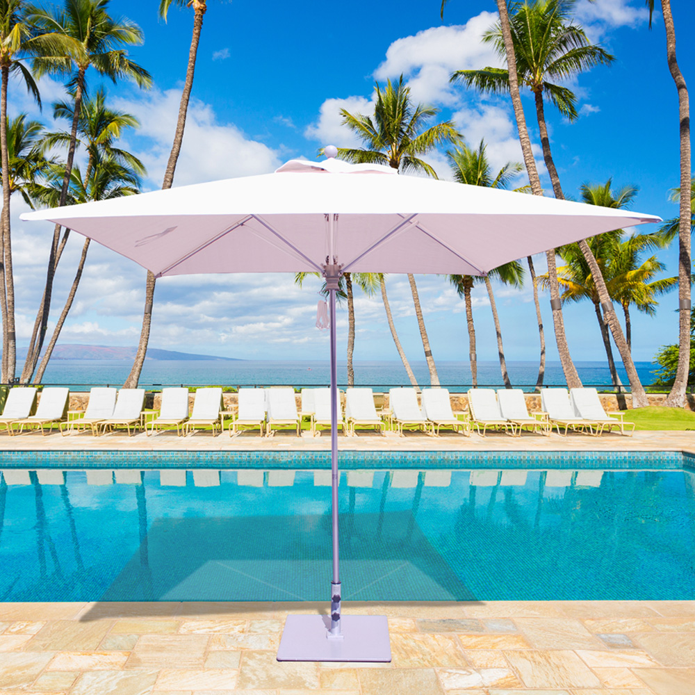 Galtech Aluminum 8 Foot X 8 Foot Square Commercial Umbrella with 4-Pulley Lift - 782