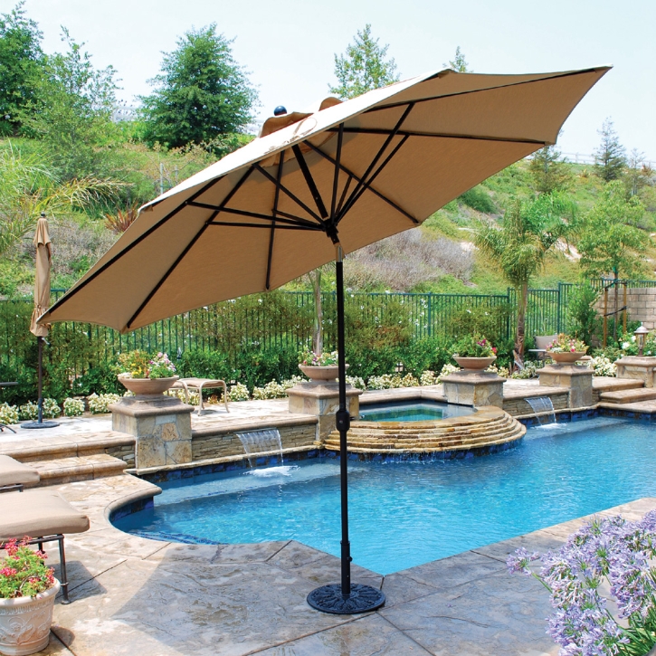 Galtech 11' Market Umbrella Fabric: Forest Green, Frame Finish: Black Galtech 11' Market Umbrella Fabric: Forest Green, Frame Finish: Black