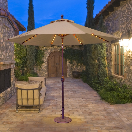 Galtech Aluminum 9 Foot Octagon Umbrella with LED Light and Auto Tilt - 936