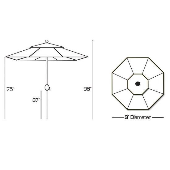 Aluminum 9' Umbrella with LED Light and Auto Tilt - 936