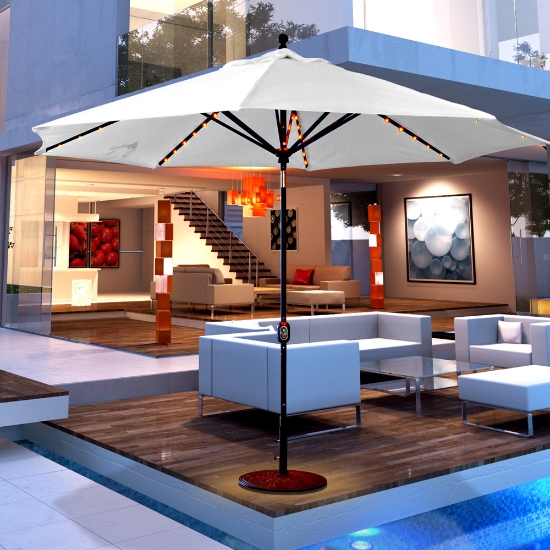 Galtech Aluminum 11' Umbrella with LED Lights and Auto Tilt | 986 Galtech Aluminum 11' Umbrella with LED Lights and Auto Tilt | 986