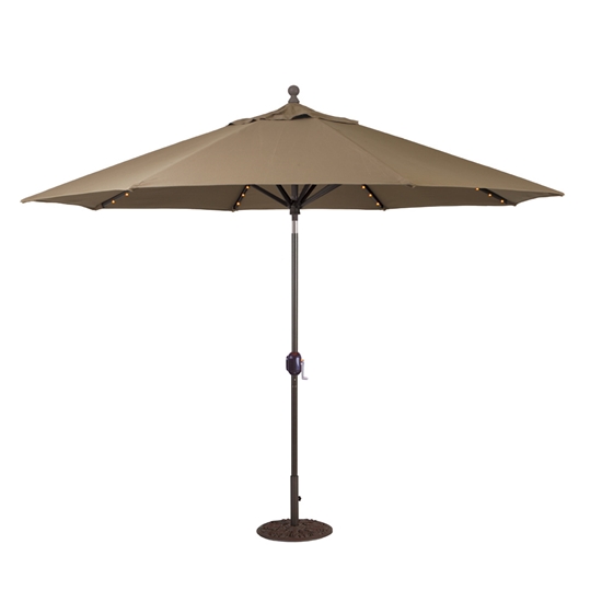 Aluminum 11' Umbrella with LED Lights and Auto Tilt - 986