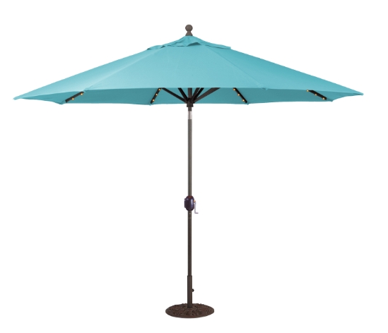 Aluminum 11' Umbrella with LED Lights and Auto Tilt - 986