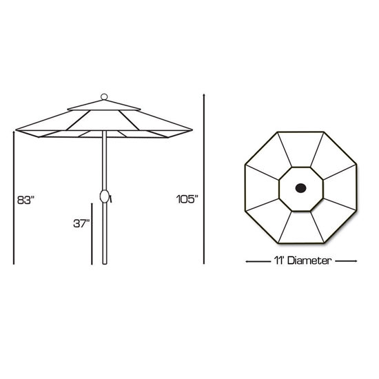 Aluminum 11' Umbrella with LED Lights and Auto Tilt - 986