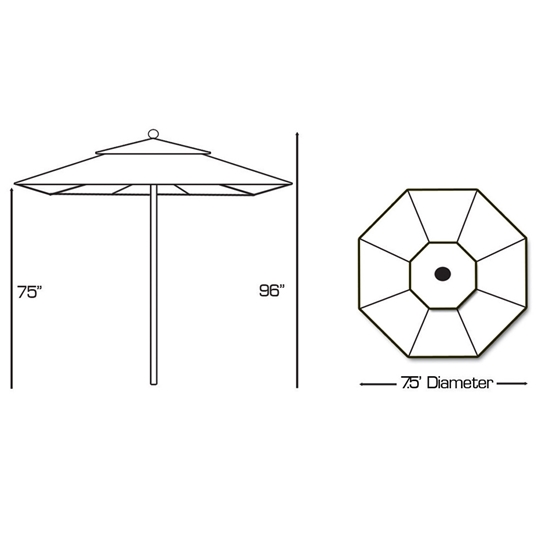 Aluminum 7.5' Round Commercial Umbrella with Manual Lift - 722
