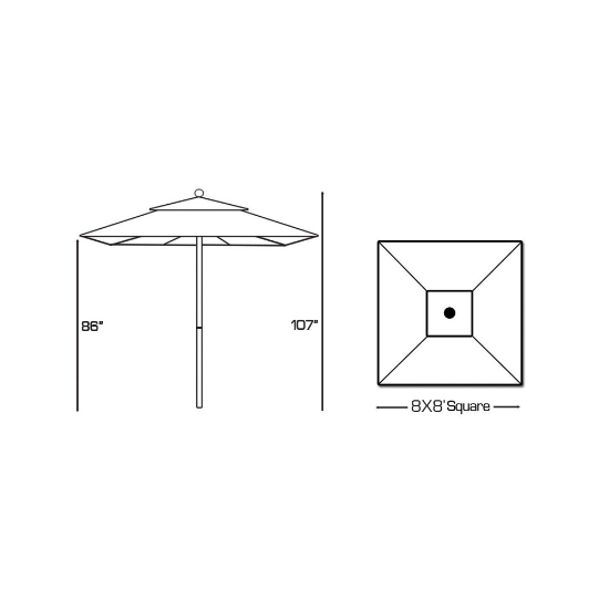 Aluminum 8' X 8' Square Commercial Umbrella with 4-Pulley Lift - 782
