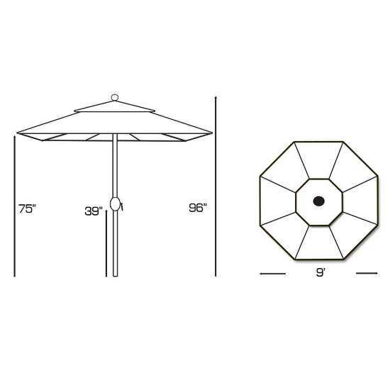 Teak 9' Umbrella with Crank Lift - 537TK