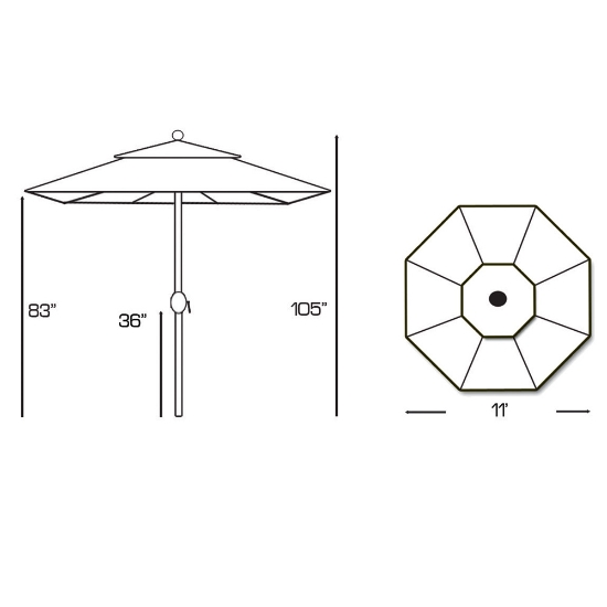Teak 11' Umbrella with Crank Lift - 587TK