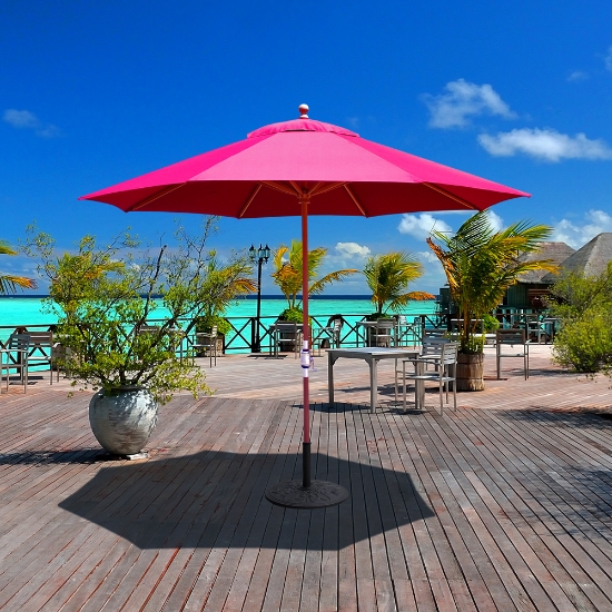 Galtech Teak 11 Foot Classic Round Umbrella with Crank Lift - 587TK