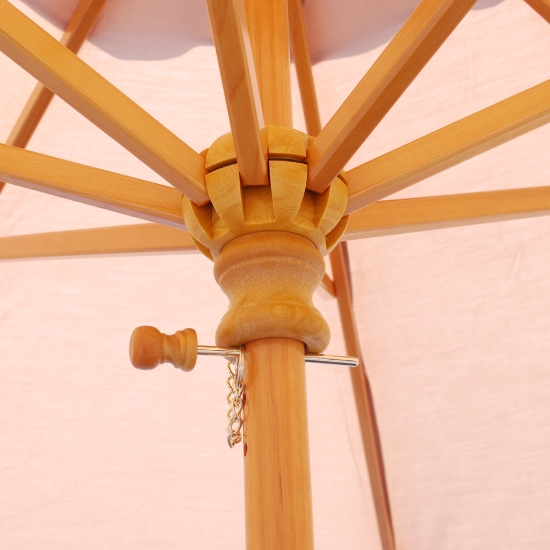 Wood 9' Round Market Umbrella with Manual Lift - 131