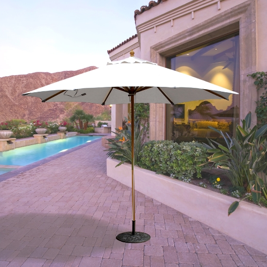 Galtech Wood 11' Round Market Umbrella with Quad Pulley | 183 Galtech Wood 11' Round Market Umbrella with Quad Pulley | 183