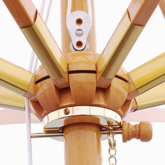 Wood 11' Round Market Umbrella with Quad Pulley - 183