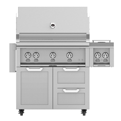 Outdoor 36" Grill with Cart and Double Side Burner 