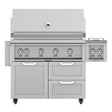 Outdoor 42" Grill with Cart and Double Side Burner 
