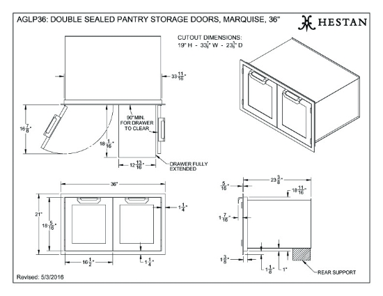 36" Double Sealed Pantry Storage Doors - AGLP36