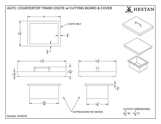 Countertop Trash Chute with Cutting Board - AGTC