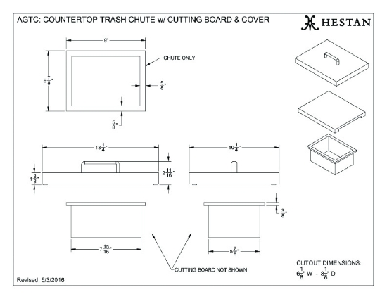 Countertop Trash Chute with Cutting Board - AGTC