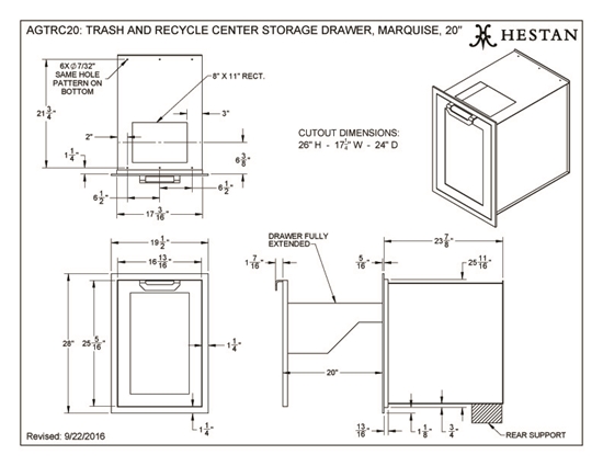 20" Trash and Recycle Center Storage Drawer - AGTRC20