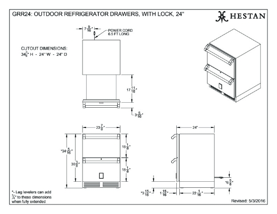 24" Outdoor Refrigerator and Freezer Drawer with Lock - GRFR24