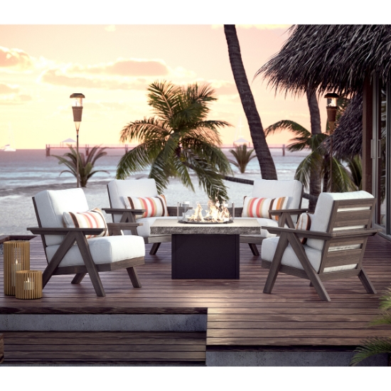 Ava Cushion Chat Chair Fire Table Set for 4