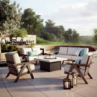 Homecrest Ava Cushion Patio Set with Stonegate Fire Table - HC-AVA-SET3